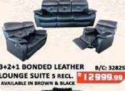 3+2+1 Bonded Leather Lounge Suite 5 Recl.