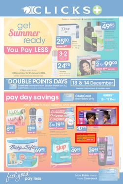 Clicks : Get Summer Ready You Pay Less (13 Dec - 12 Jan 2014), page 1