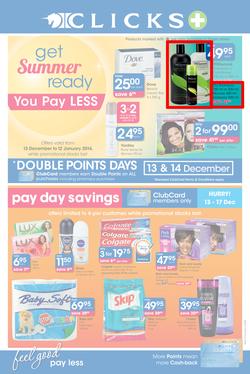 Clicks : Get Summer Ready You Pay Less (13 Dec - 12 Jan 2014), page 1