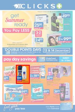 Clicks : Get Summer Ready You Pay Less (13 Dec - 12 Jan 2014), page 1