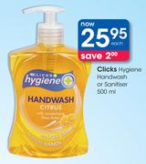 Clicks Hygiene Handwash Or Sanitiser-500ml