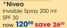 Nivea Invisible Spray SPF 30-200ml