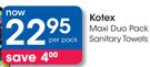 Kotex Maxi Duo Pack Sanitary Towels-Per Pack