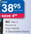 BIC Flex 4 Pouch/Easy Hybrid 4 Disposable Razors-Per Pack
