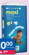 Clicks Active Stretch Value Pack Disposable Nappies Midi-62's/Maxi-54's/Junior-44's Per Pack