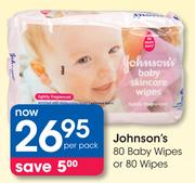 Johnson's 80 Baby Wipes Or 80 Wipes-Per Pack