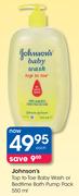 Johnson's Top To Toe Baby Wash/Bedtime Bath Pump Pack-550ml