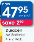 Duracell AA Batteries 4+2 Free