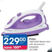 Philips 1400Watt Steam Iron With Aluminium Soleplate GC1490