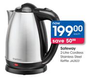 Safeway 2L Cordless Stainless Steel Kettle JA2823