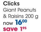Clicks Giant Peanuts & Raisins-200g Per Pack