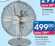 Kambrook 30Cm Brushed Chrome Oscillating Desk Fan
