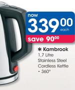Kambrook 1.7Ltr Stainless Steel 360 Degree Cordless Kettle