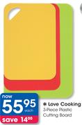 Love Cooking 3 Piece Plastic Cutting Board-Each