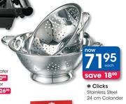 Clicks 24Cm Stainless Steel Colander-Each