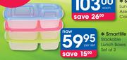 Smartlife Stackable Lunch Boxes Set Of 3-Per Set