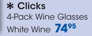 Clicks 4 Pack Wine Glasses White Wine-Per Pack