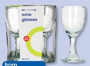 Clicks 4 Pack Wine Glasses White Wine-Per Pack