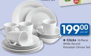 Clicks 16 Piece White Round Porcelain Dinner Set-Per Set