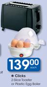 Clicks 2 Slice Toaster Or Plastic Egg Boiler-Each