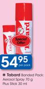 Tabard Banded Pack Aerosol Spray 70g+ Stick 30ml-Per Pack