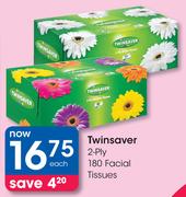 Twinsave 2 Ply 180 Facial Tissues-Each