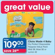 Clicks Made 4 Baby Dry Protect Disposable Nappies Value Pack-Per Pack