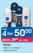 Nivea Men's Or Ladies Roll-On 50ml-For Any 4
