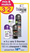 Garnier Roll-Ons-50ml Or Aerosols-150ml Each