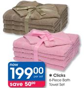 Clicks 6 Piece Bath Towel Set-Per Set