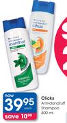 Clicks Anti-Dandruff Shampoo-400ml Each