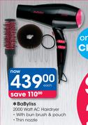 BaByliss 2000 Watt AC Hairdryer-Each