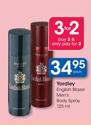 Yardley English Blazer Men's Body Spray-125ml Each