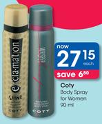 Coty Body Spray For Women-90ml Each