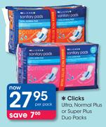 Clicks Ultra, Normal Plus Or Super Plus Duo Packs-Per Pack