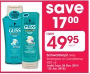 Schwarzkopf Gliss Shampoo Or Conditioner-400ml Each
