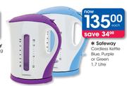 Safeway Cordless Kettle Blue, Purple Or Green-1.7 Litre.
