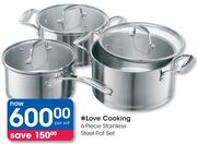 Love Cooking 6-Piece Stainless Steel Pot Set-Per Set