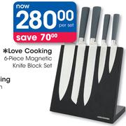 Love Cooking 6-Piece Magnetic Knife Block Set-Per Set