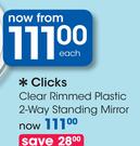 Clicks Clear Rimmed Plastic 2-Way Standing Mirror-Each