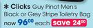 Clicks Guy Pinot Men's Black Or Grey Stripe Toiletry Bag-Each