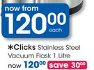 Clicks Stainless Steel Vacuum Flask-1Ltr Each