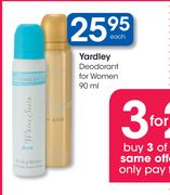Yardley Deodorant For Women-90ml Each