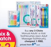 Clicks Manual Adult's Or Kids Toothbrushes Each