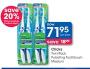 Clicks Twin Pack Pulsating Toothbrush Medium-Per Pack