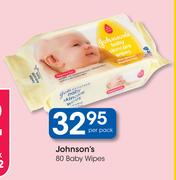 Johnson's 80 Baby Wipes-Per Pack