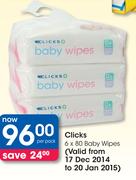 Clicks 6x80 Baby Wipes-Per Pack
