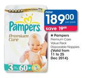 Pampers Premium-Care Value Pack Disposable Nappies-Per Pack