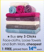 Clicks Face-Cloths,Loose Towels And Bath Mats-Each