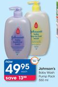 Johnson's Baby Wash Pump Pack-550ml Each